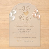 Invitations En Acrylique Ballons Coeur de Script moderne Baby shower neutre (Recto)