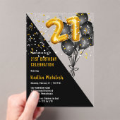 Invitations En Acrylique Ballons élégants Noir | Gold 21st Birthday Party (In situ (ordinateur de poche))