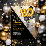 Invitations En Acrylique Ballons élégants Noir | Gold 80th Birthday Party<br><div class="desc">Les ballons noirs en retour vers les ballons à chiffres d'or donnent une touche dramatique à ce design de fête du 80e anniversaire. Conception composite par Holiday Hearts Designs (droits réservés). D'autres numéros d'âge sont disponibles dans notre boutique.</div>