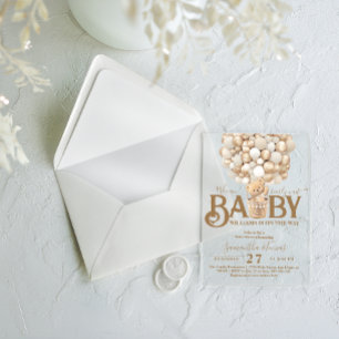Invitations En Acrylique Ballons Ours À peine attendre Baby Shower