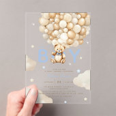 Invitations En Acrylique Balloons Beige Ours En Teddy Boy Baby shower moder (In situ (ordinateur de poche))