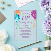 Invitations En Acrylique Balloons violets Aqua moderne 18ème anniversaire (Insitu (Mariage))