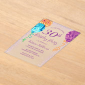 Invitations En Acrylique Balloons violets Aqua moderne 30e anniversaire (Poser)