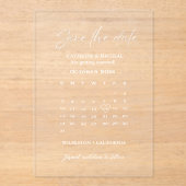 Invitations En Acrylique Bande Mariage du calendrier Enregistrer la date (Recto)