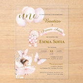 Invitations En Acrylique Baptême acrylique et espagnol de première année (Recto)