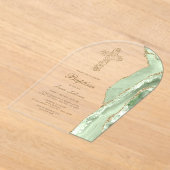 Invitations En Acrylique Baptême Agate Vert Sauge (Poser)