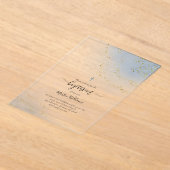 Invitations En Acrylique Baptême aquarelle fausse parties scintillant (Poser)