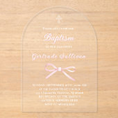 Invitations En Acrylique Baptême arc rose (Recto)