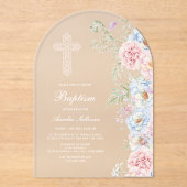 Invitations En Acrylique Baptême Arch Peonies Delicy (Recto)