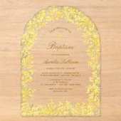 Invitations En Acrylique Baptême Arche Mimosa (Recto)