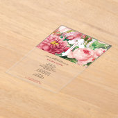 Invitations En Acrylique Baptême Baptême Baptême Fille Roses Rose (Poser)