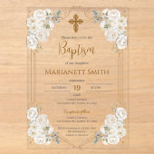 Invitations En Acrylique Baptême Bohème (Recto)