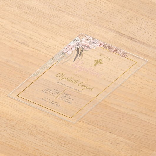 Invitations En Acrylique baptême boho (Poser)