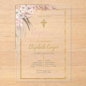 Invitations En Acrylique baptême boho (Recto)