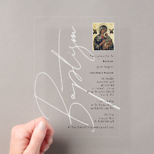 Invitations En Acrylique Baptême Christening Minimaliste Orthodoxe Grecque