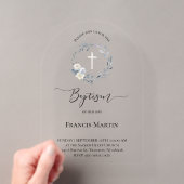 Invitations En Acrylique Baptême couronne bleue (In situ (ordinateur de poche))