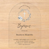 Invitations En Acrylique Baptême couronne bleue (Recto)