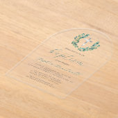 Invitations En Acrylique Baptême croisée d'argent de la couronne d'eucalypt (Poser)