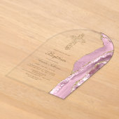 Invitations En Acrylique Baptême d'Agate Rose (Poser)