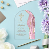 Invitations En Acrylique Baptême d'Agate Rose (Insitu (Mariage))