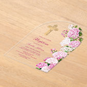 Invitations En Acrylique Baptême d'arc rose Hydrangea (Poser)