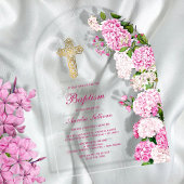 Invitations En Acrylique Baptême d'arc rose Hydrangea