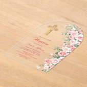 Invitations En Acrylique Baptême d'arc Rose rose (Poser)