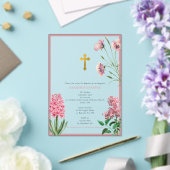 Invitations En Acrylique Baptême de baptême orthodoxe grecque rose florale (Insitu (Mariage))