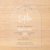 Invitations En Acrylique Baptême de bébé chic moderne (Recto)