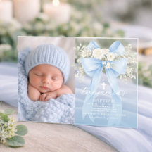 Baptême de bébé garçon photo floral eucalyptus nœu