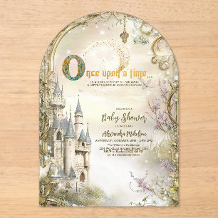 Invitations En Acrylique Baptême de bébé princesse du Royaume Magique