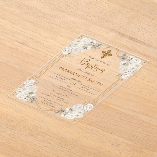 Invitations En Acrylique Baptême de Boho (Poser)
