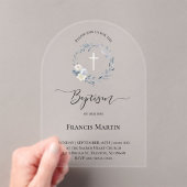 Invitations En Acrylique Baptême de couronne bleue (In situ (ordinateur de poche))