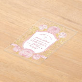 Invitations En Acrylique Baptême de crête rose (Poser)