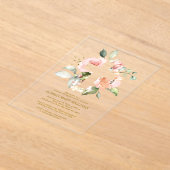 Invitations En Acrylique Baptême de fille rose pâle et de croix blanche (Poser)