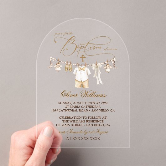 Invitations En Acrylique Baptême de garçon (In situ (ordinateur de poche))