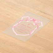 Invitations En Acrylique Baptême de la crête rose (Poser)