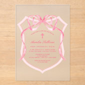 Invitations En Acrylique Baptême de la crête rose (Recto)