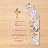Invitations En Acrylique Baptême de l'arc rose (Recto)