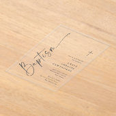 Invitations En Acrylique Baptême de Script élégant moderne (Poser)
