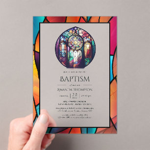 Invitations En Acrylique Baptême, dédicace ou baptême d'enfant moderne