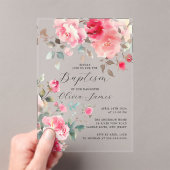 Invitations En Acrylique Baptême des Fleurs Rouges (In situ (ordinateur de poche))