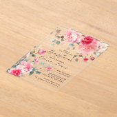 Invitations En Acrylique Baptême des Fleurs Rouges (Poser)