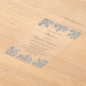 Invitations En Acrylique Baptême d'hiver du flocon de neige en argent (Poser)