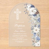 Invitations En Acrylique Baptême d'hiver gelé (Recto)