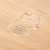Invitations En Acrylique Baptême d'or rose pâle (Poser)