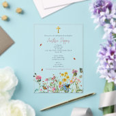 Invitations En Acrylique Baptême du baptême du baptême orthodoxe fleur sauv (Insitu (Mariage))