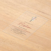 Invitations En Acrylique Baptême Dusty Rose Vert Eucalyptus (Poser)