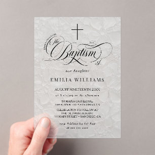 Invitations En Acrylique Baptême élégant garçon fille