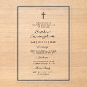 Invitations En Acrylique Baptême Elégant Moderne Cross QR Code (Recto)